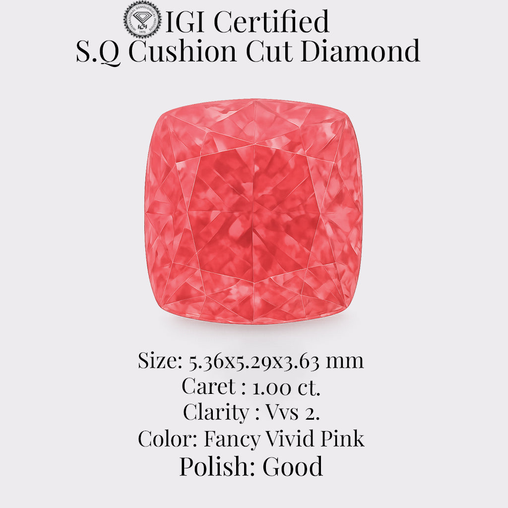cushion 1.00 ct international gemological institute certified fancy vivid pink diamond – finora jewelry