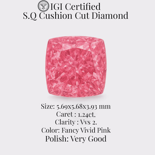 Cushion 1.24 Ct International Gemological Institute Certified Fancy Vivid Pink Diamond – Finora Jewelry