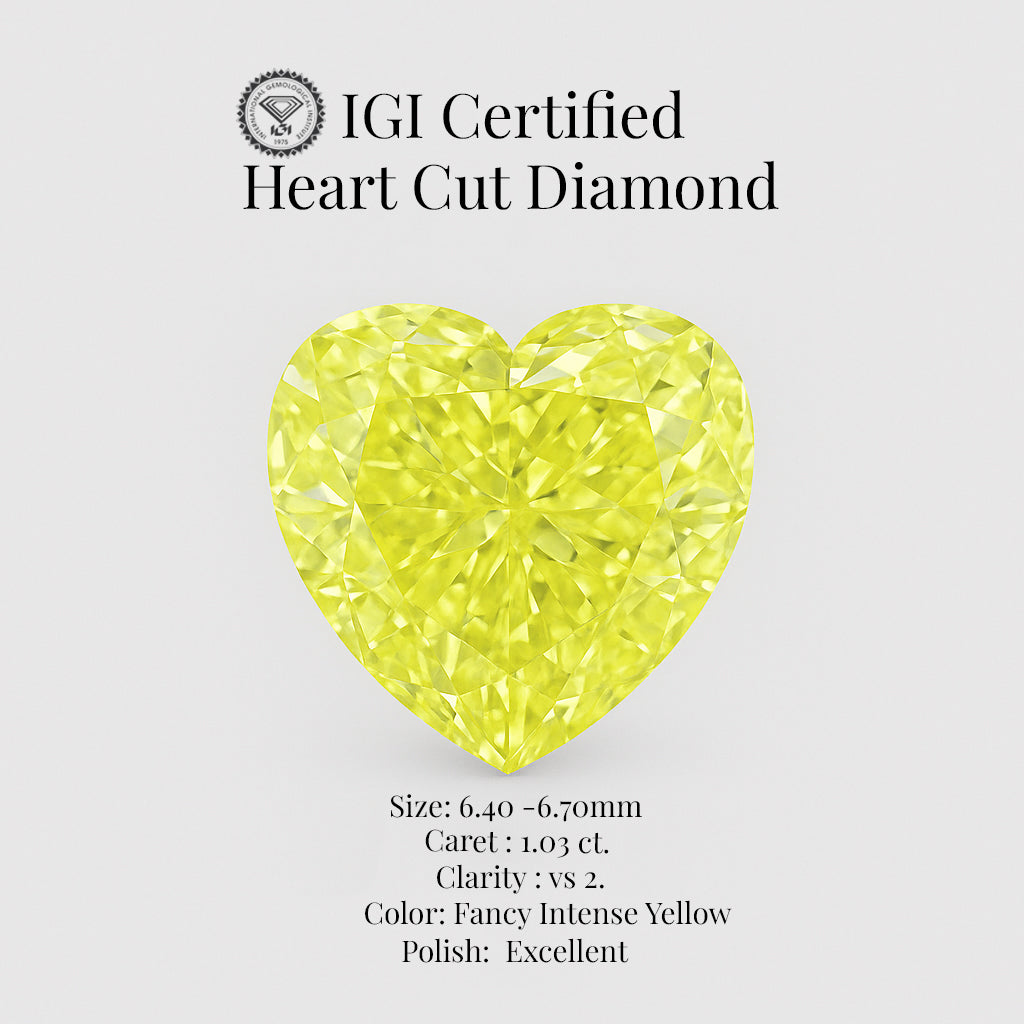 heart cut 1.03 ct igi certified fancy intense yellow diamond – finora jewelry
