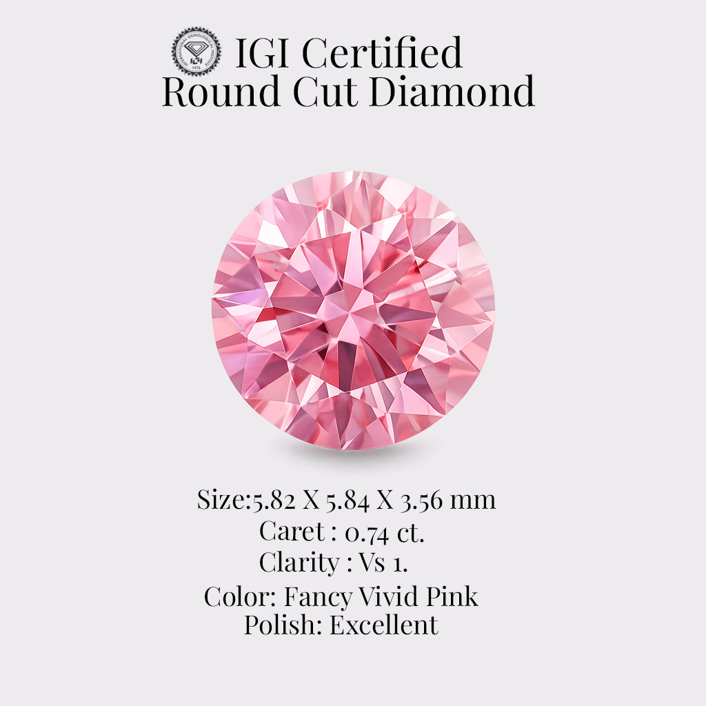 round 0.74 ct igi certified fancy vivid pink diamond – finora jewelry