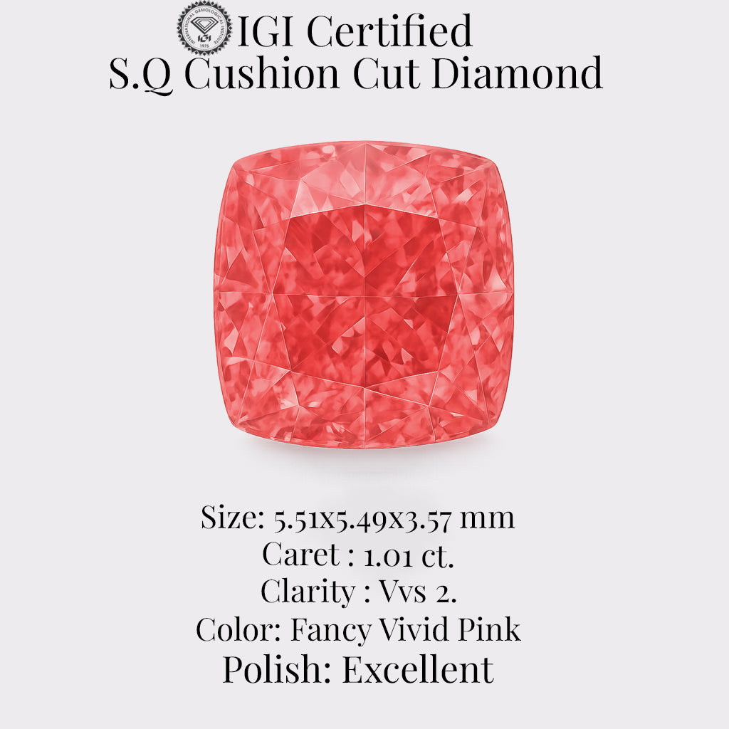 cushion 1.01 ct international gemological institute certified fancy vivid pink diamond – finora jewelry