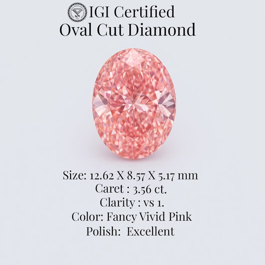 Oval Cut 3.56 Ct IGI Certified Fancy Vivid Pink Diamond – Finora Jewelry