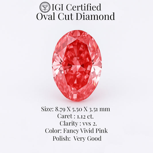 Oval Cut 1.12 Ct IGI Certified Fancy Vivid Pink Diamond – Finora Jewelry
