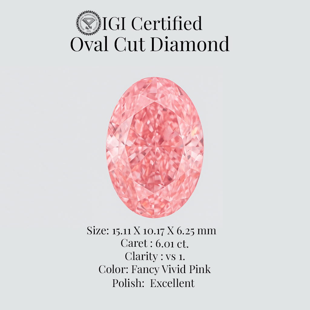 oval cut 6.01 ct igi certified fancy vivid pink diamond – finora jewelry