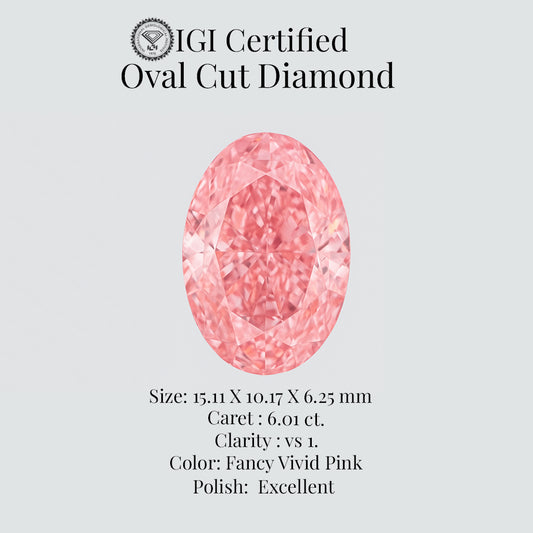 Oval Cut 6.01 Ct IGI Certified Fancy Vivid Pink Diamond – Finora Jewelry