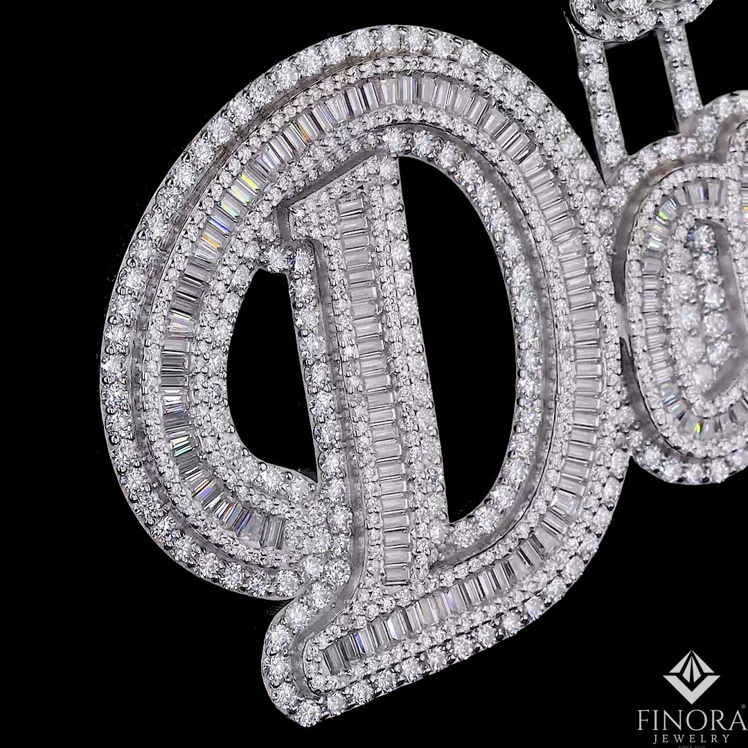 custom letter pendant with flower – personalized iced-out name jewelry