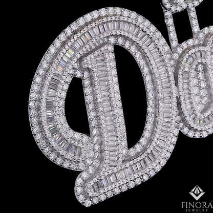 Custom Letter Pendant with Flower – Personalized Iced-Out Name Jewelry