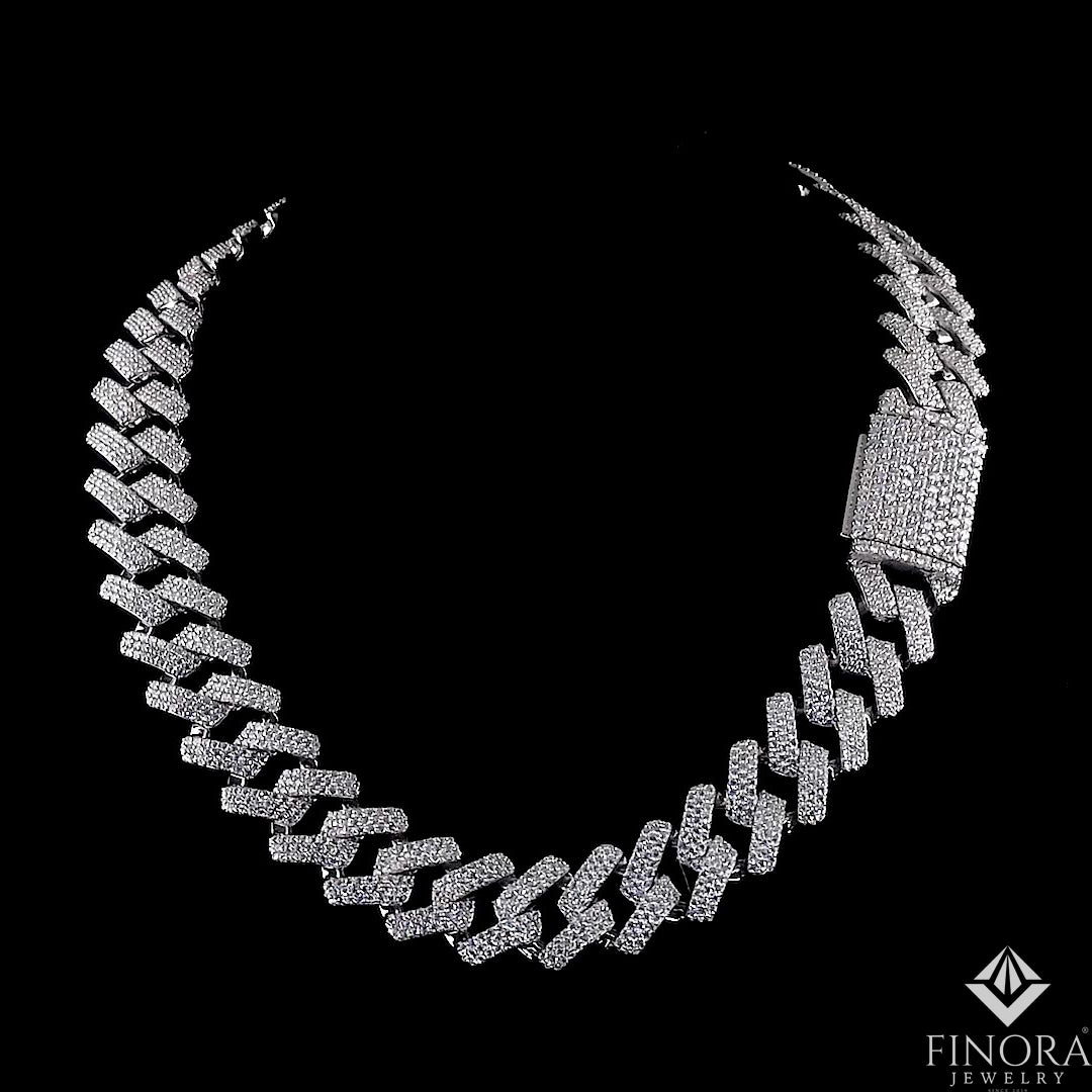 iced-out moissanite cuban link chain necklace – luxury hip hop jewelry | finora jewelry