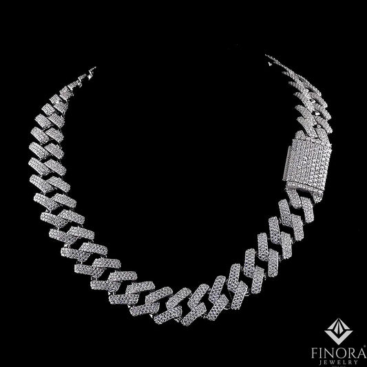 Iced-Out Moissanite Cuban Link Chain Necklace – Luxury Hip Hop Jewelry | Finora Jewelry