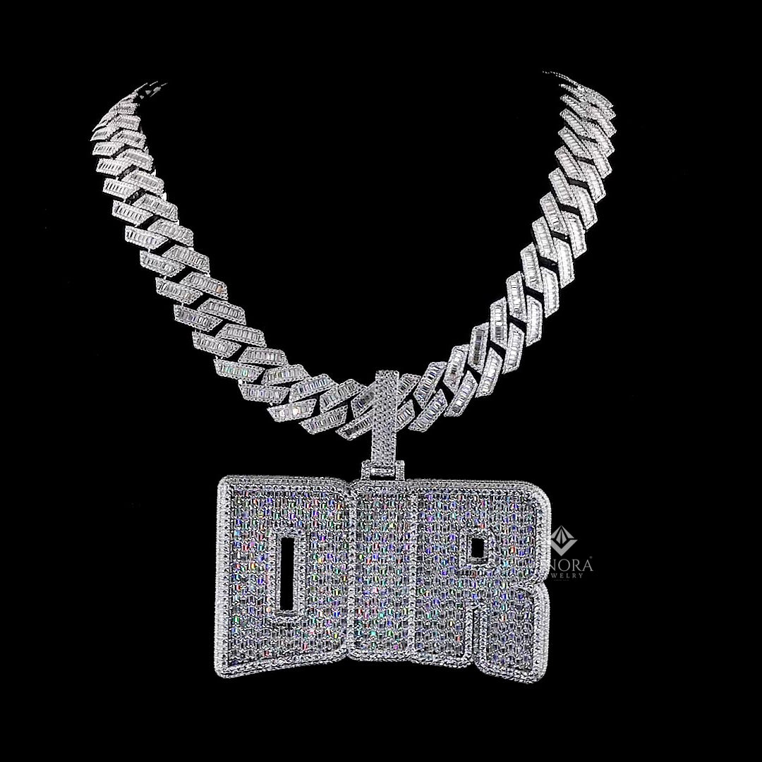 iced-out custom name diamond-style custom pendant with cuban chain – hip hop jewelry