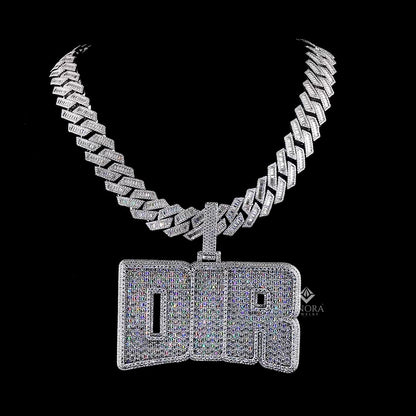 Iced-Out Custom Name Diamond-Style Custom Pendant with Cuban Chain – Hip Hop Jewelry