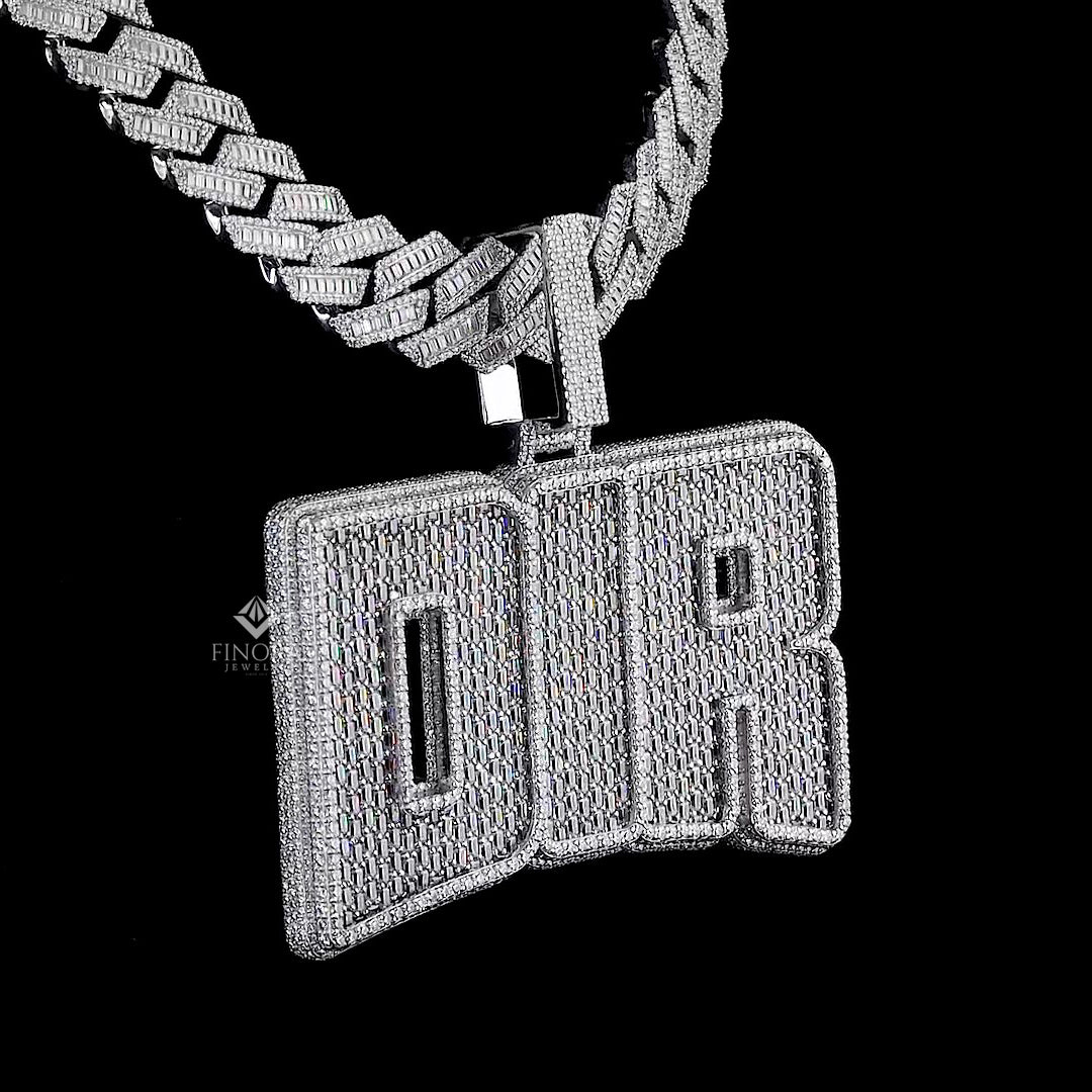 iced-out custom name diamond-style custom pendant with cuban chain – hip hop jewelry