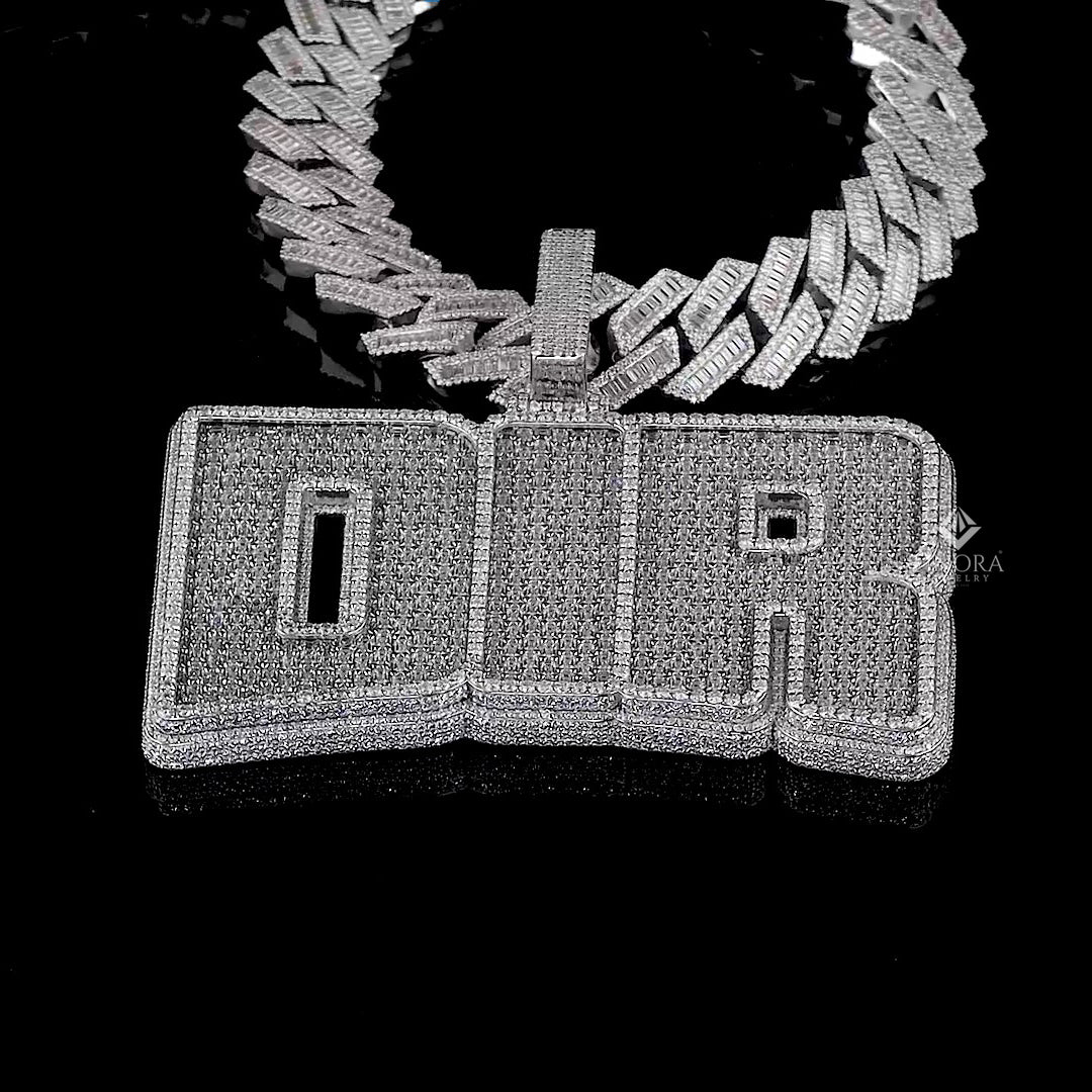 iced-out custom name diamond-style custom pendant with cuban chain – hip hop jewelry