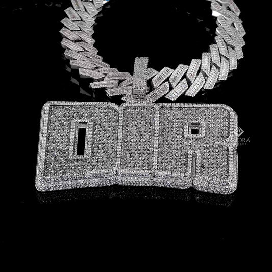 Iced-Out Custom Name Diamond-Style Custom Pendant with Cuban Chain – Hip Hop Jewelry