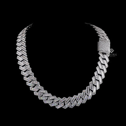 Iced-Out Cuban Chain with Baguette Diamond-Style Stones – Hip Hop Jewelry