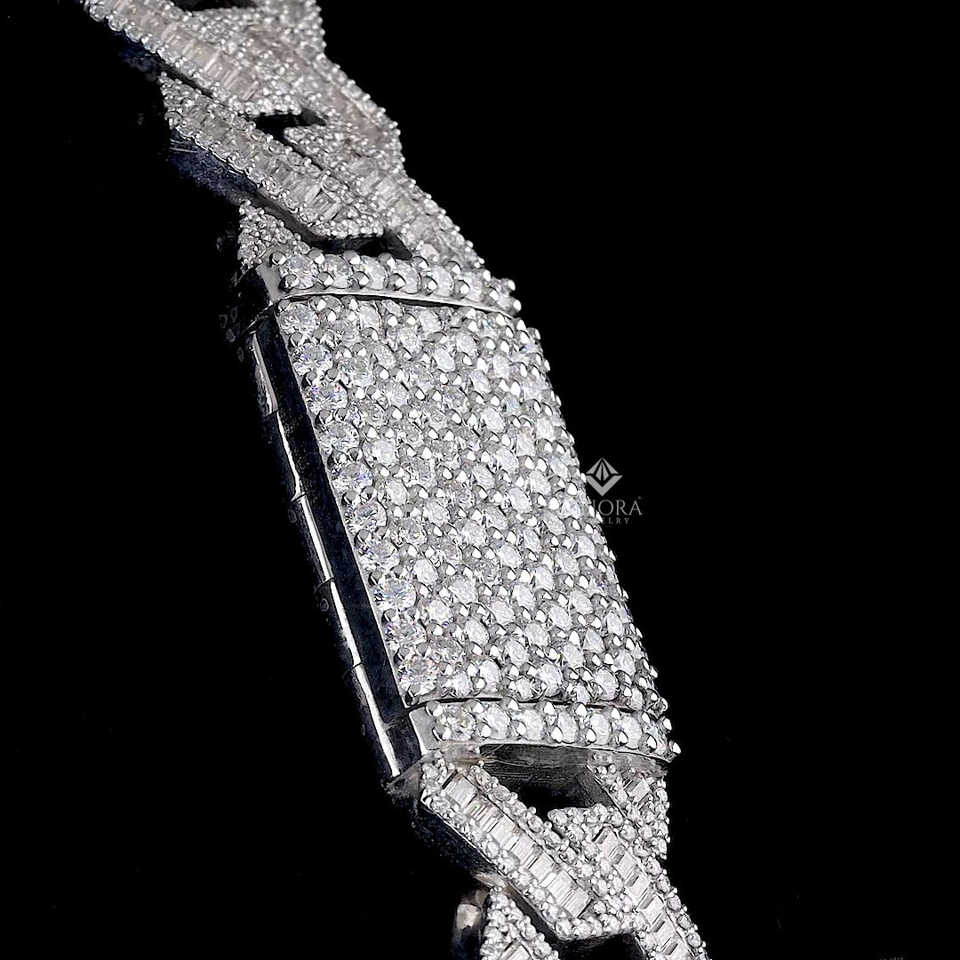iced-out cuban chain with baguette diamond-style stones – hip hop jewelry