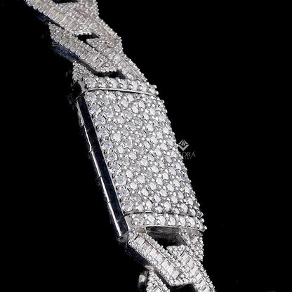 Iced-Out Cuban Chain with Baguette Diamond-Style Stones – Hip Hop Jewelry