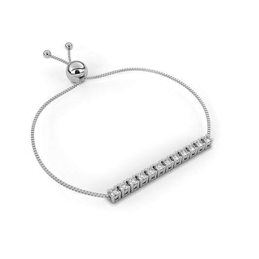 Elegant White Gold Diamond Bar Bracelet – Finora Jewelry