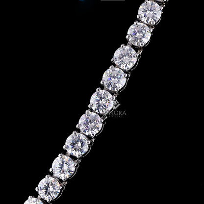 Classic Round Cut Moissanite Tennis Chain Necklace in 925 Silver – 4MM, 5MM, 6MM | 18–24 Inch – Finora Jewelry