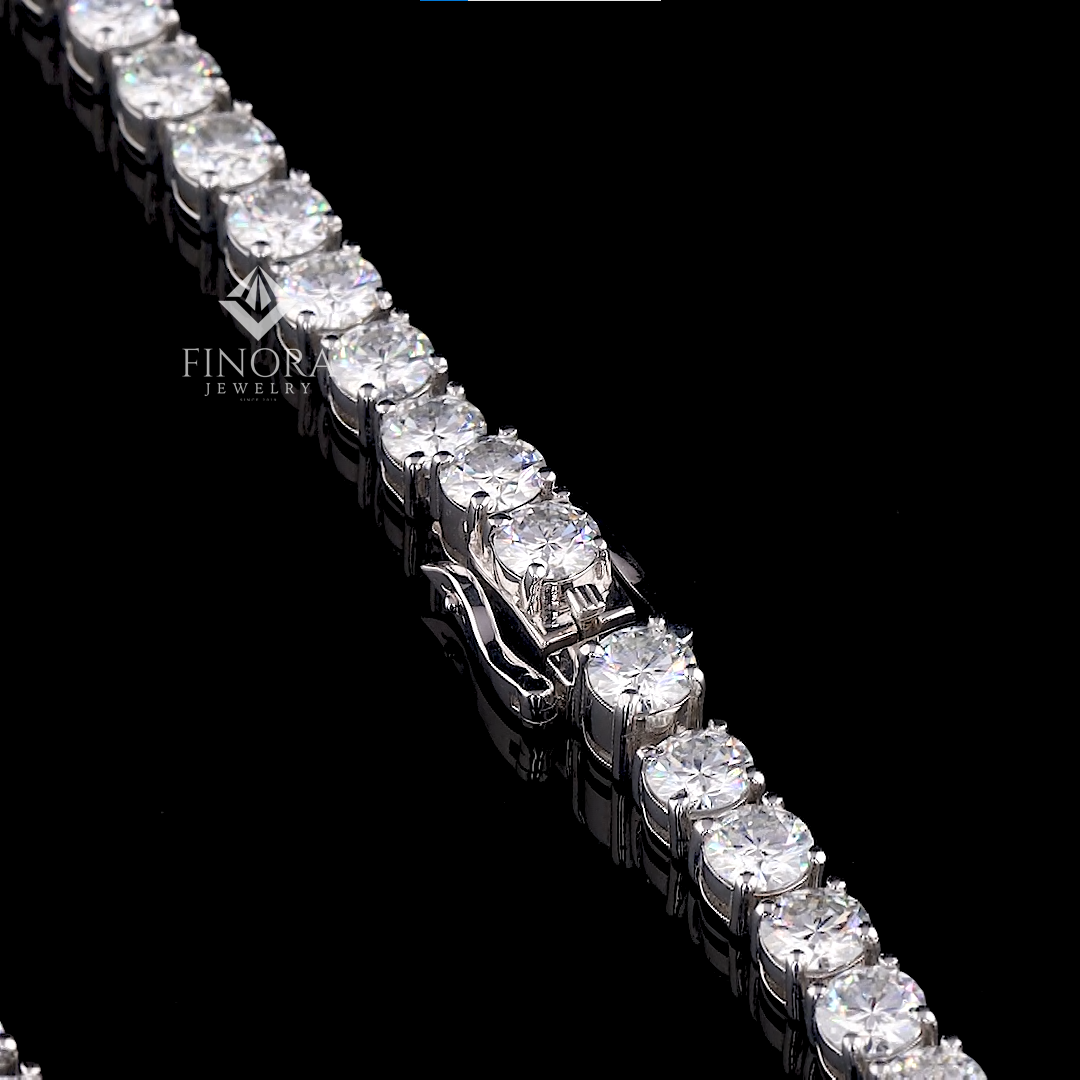 classic round cut moissanite tennis chain necklace in 925 silver – 4mm, 5mm, 6mm | 18–24 inch – finora jewelry