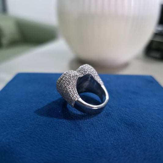 Custom Heart “C” Initial Moissanite Diamond Ring – Iced Out Personalized Ring | Finora Jewelry