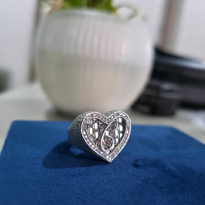 Custom Heart “C” Initial Moissanite Diamond Ring – Iced Out Personalized Ring | Finora Jewelry