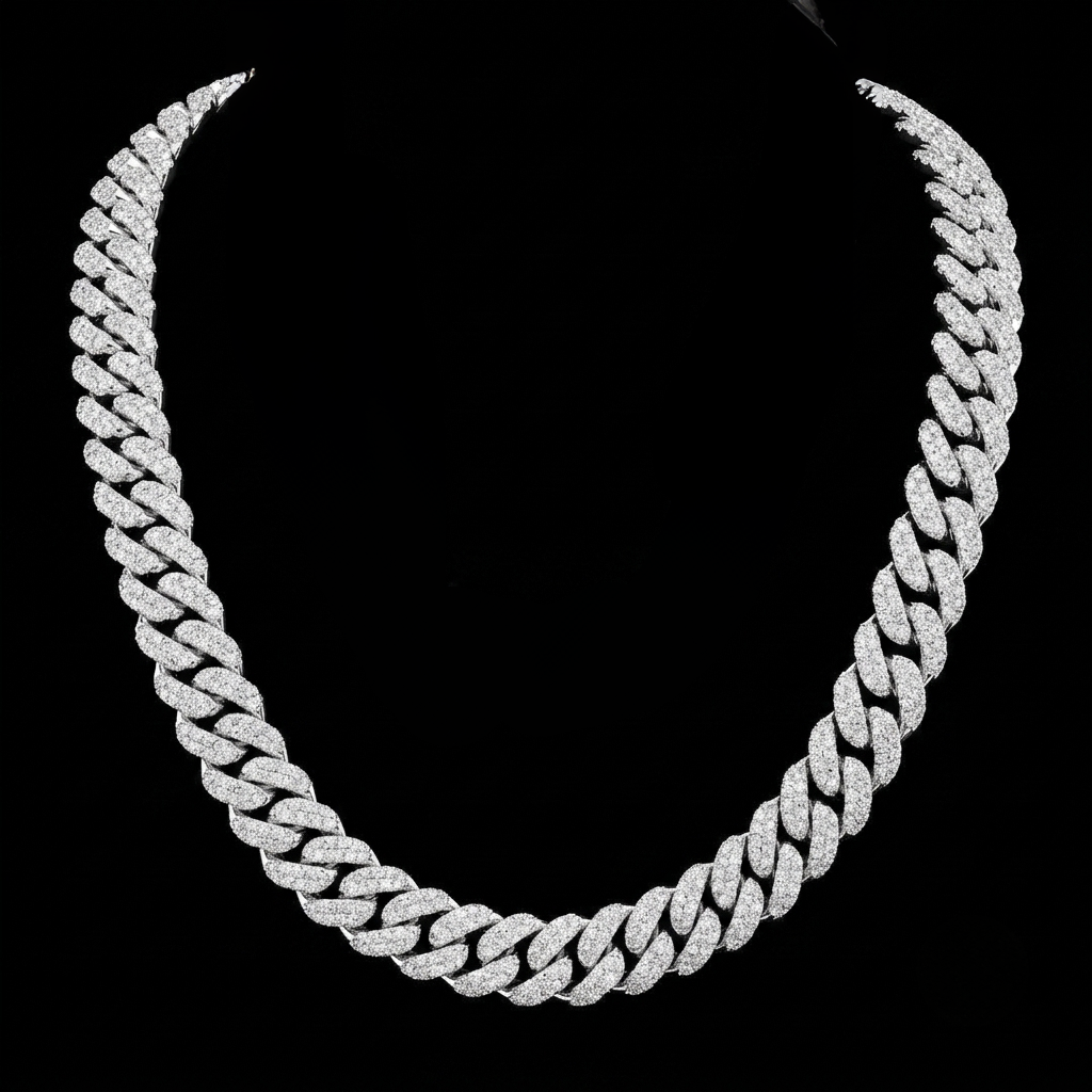 16mm moissanite silver miami cuban link chain - 22-inch heavyweight choker