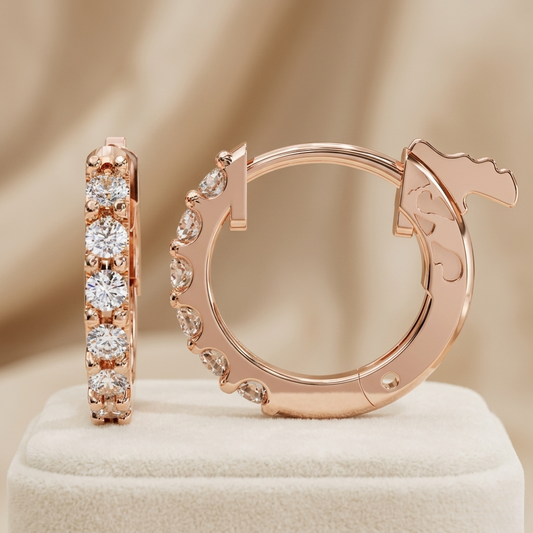 Petite Moissanite Hoop Huggie Earrings | Finora Jewelry