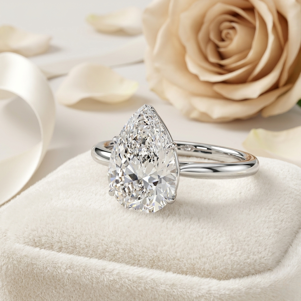pear cut moissanite solitaire engagement ring – teardrop promise ring for her – 925 silver / 10k & 14k gold / rose, yellow, white gold / platinum | finora jewelry