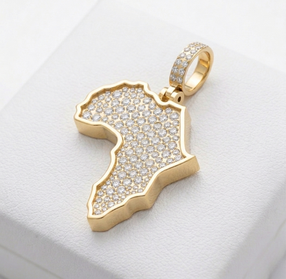 Iced-Out Africa Map Moissanite Pendant Necklace | Pavé Set Diamond Africa Pendant | Luxury Jewelry – Finora Jewelry