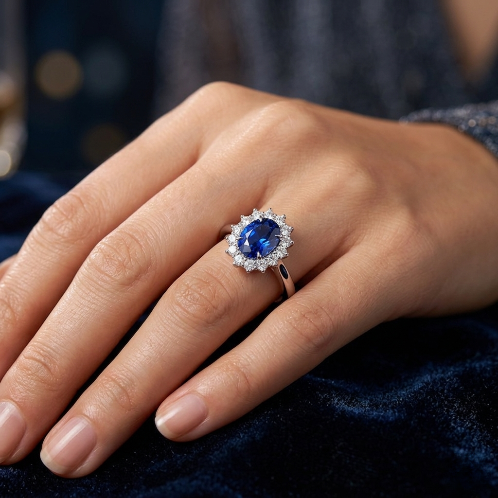 blue sapphire engagement ring | sapphire diamond engagement ring