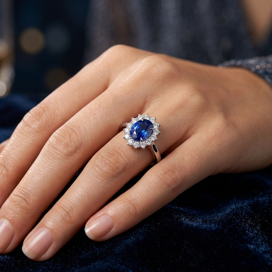 Blue Sapphire Engagement Ring | Sapphire Diamond Engagement Ring