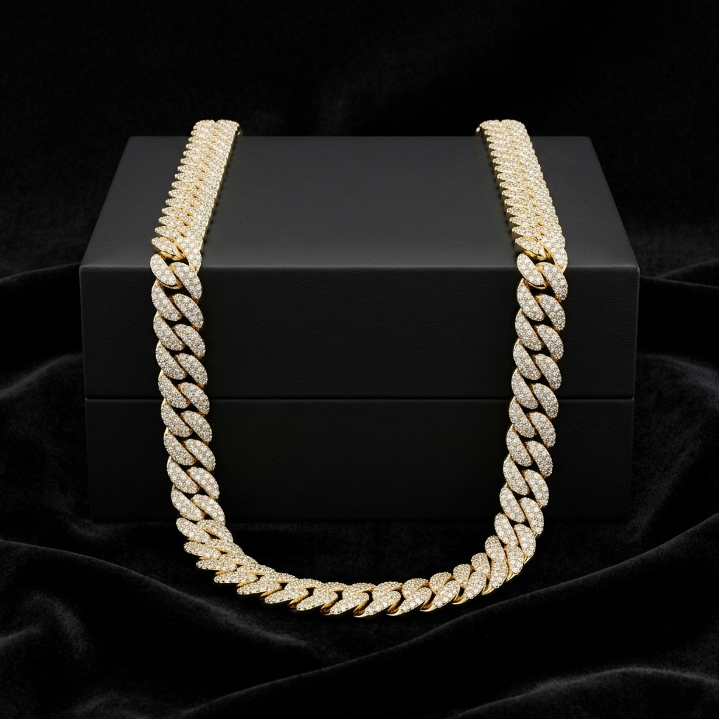 14mm moissanite silver miami cuban link chain - 22-inch heavyweight choker