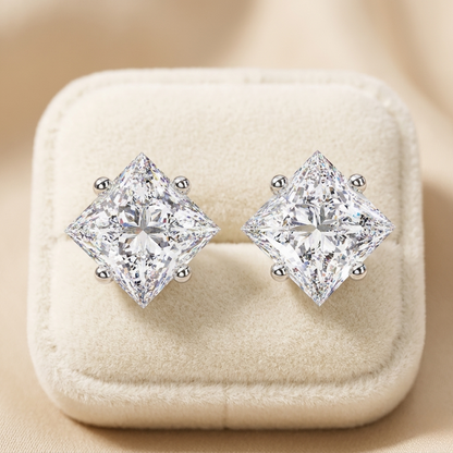 Celebrate modern brilliance with the Princess Cut Diamond Stud Earrings from Finora Signature Sparkle.