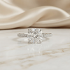 Cushion Cut Moissanite Engagement Ring – Pavé Band – Anniversary Ring for Her – 925 Silver / 10K & 14K Gold / Platinum | Finora Jewelry