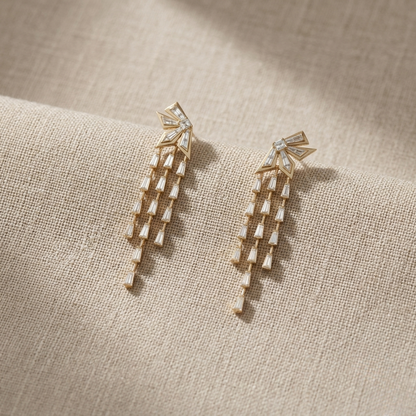 Art Deco Tapered Baguette Crystal Drop Earrings