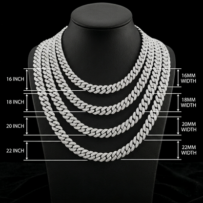16mm Moissanite Silver Miami Cuban Link Chain - 22-Inch Heavyweight Choker