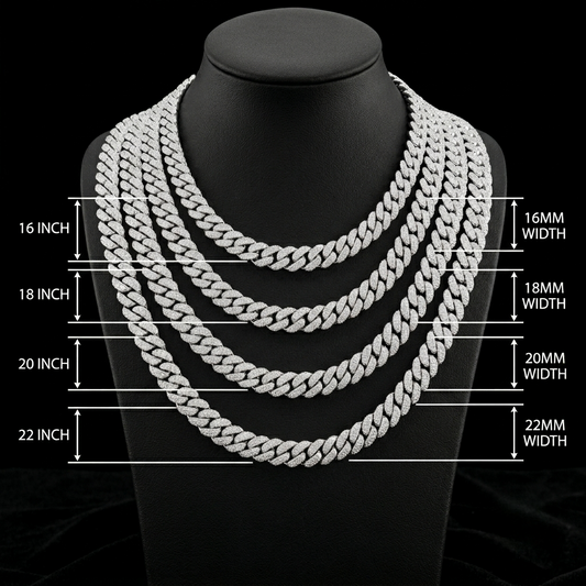 16mm Moissanite Silver Miami Cuban Link Chain - 22-Inch Heavyweight Choker
