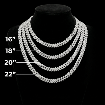 10mm Moissanite Silver Prong Cuban Link Chain - Sharp Geometric Iced Choker