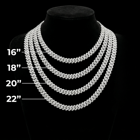 10mm Moissanite Silver Prong Cuban Link Chain - Sharp Geometric Iced Choker
