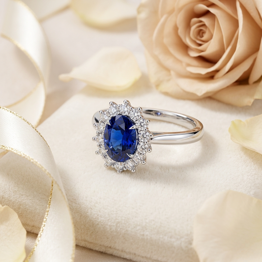 Blue Sapphire Engagement Ring | Sapphire Diamond Engagement Ring