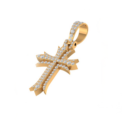 Iced-Out Cross Moissanite Pendant Necklace | Pavé Set Diamond Cross | Luxury Jewelry – Finora Jewelry
