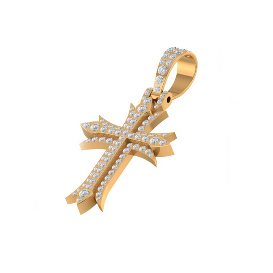 Iced-Out Cross Moissanite Pendant Necklace | Pavé Set Diamond Cross | Luxury Jewelry – Finora Jewelry