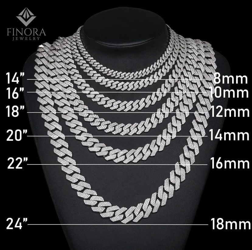 iced cuban link chain – white gold finish with moissanite stones & box clasp
