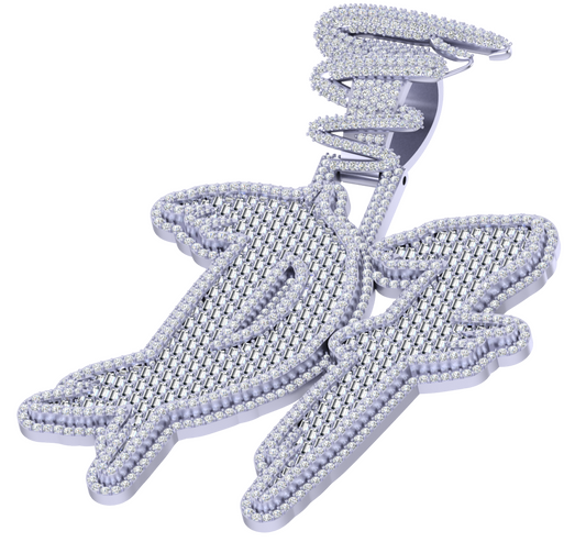 Custom Name Diamond Pendant with Twin Snake Design – Finora Exclusive