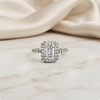 Emerald Cut Halo Ring with Diamond Accents by Finora Jewelry