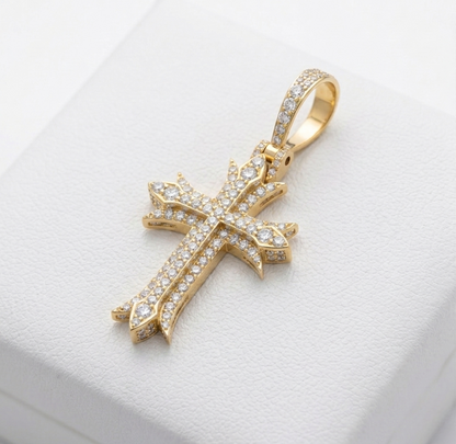 Iced-Out Cross Moissanite Pendant Necklace | Pavé Set Diamond Cross | Luxury Jewelry – Finora Jewelry