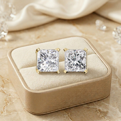 Timeless Radiance Princess Moissanite Stud Earrings – Finora Jewelry