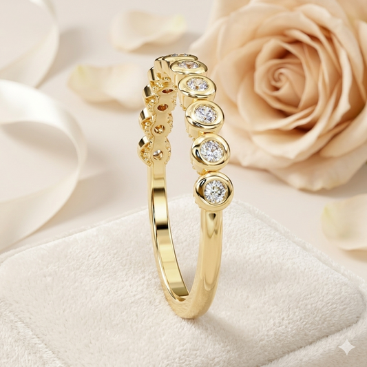 Bezel Set Diamond Eternity Band – Available in 925 Silver, 10K/14K Gold (Rose/White/Yellow), & Platinum By Finora Jewelry