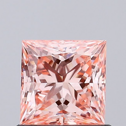 Princess Cut 0.82ct IGI Certified Fancy Intense Orangy Pink Diamond – Finora Jewelry